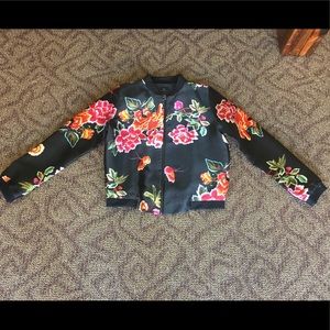 Floral Print Bomber Jacket